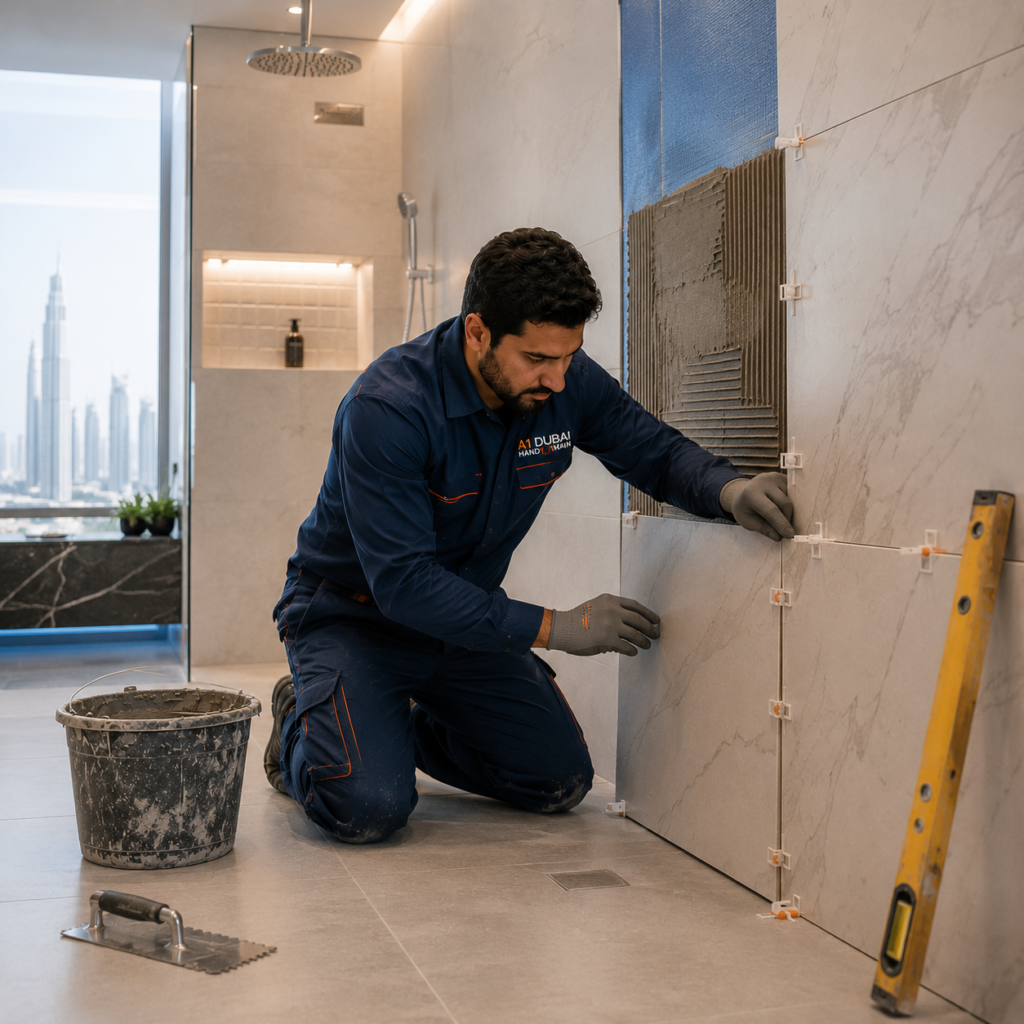 Bathroom wall and floor tiling services in Dubai