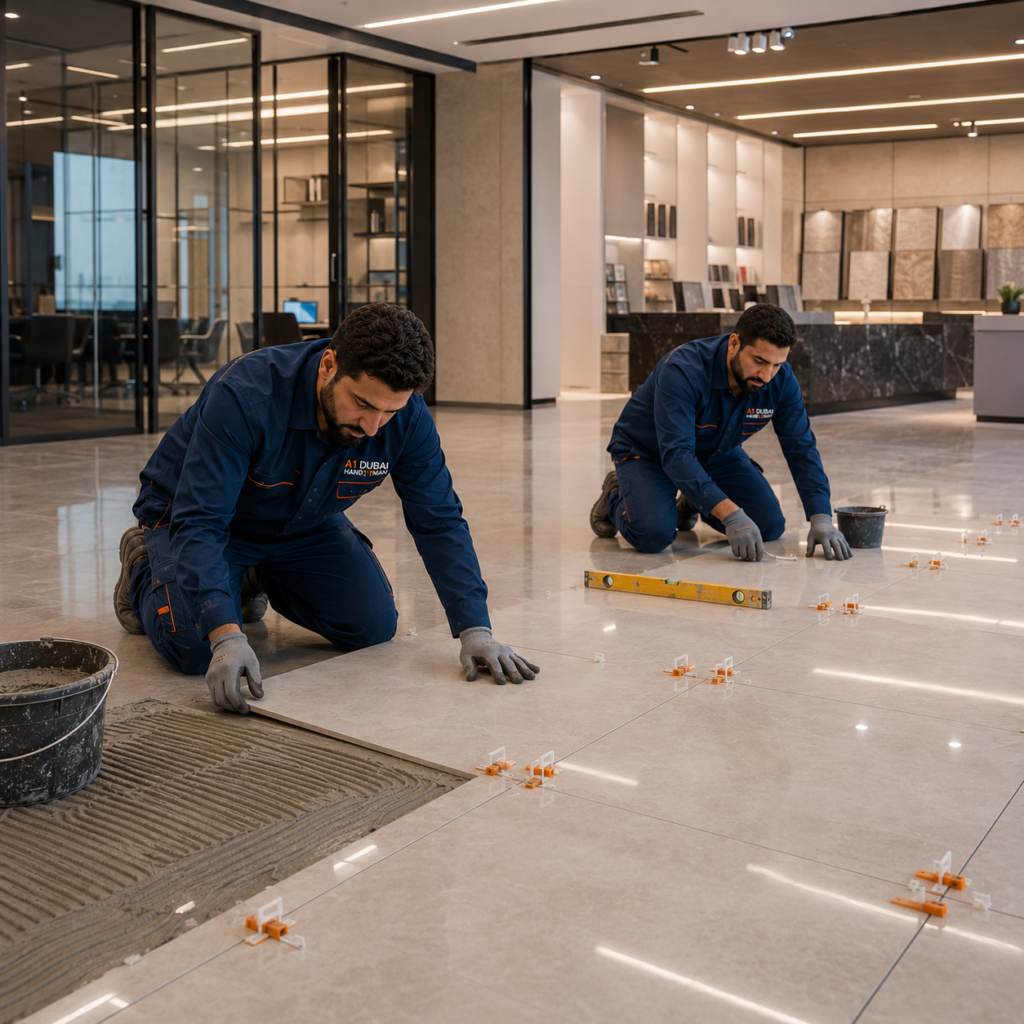 Commercial tile work for offices and shops in Dubai