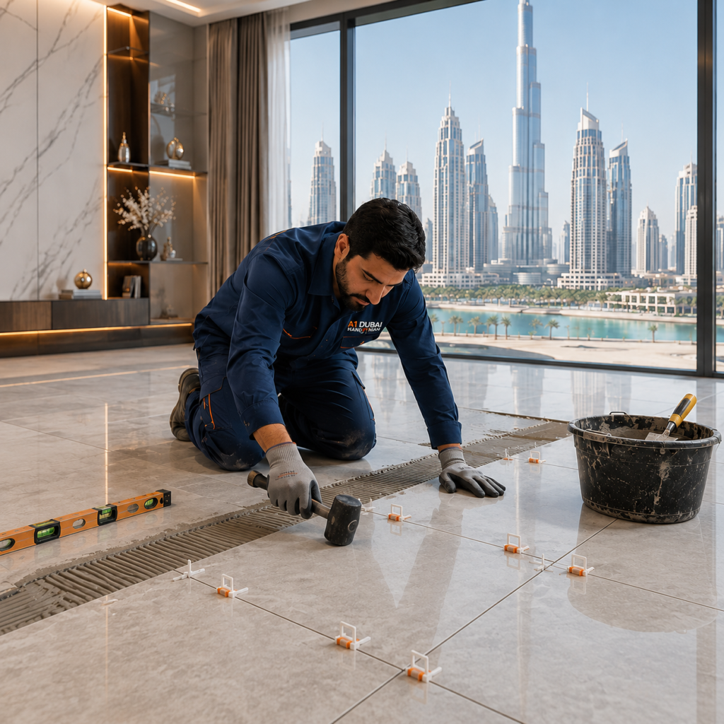 Professional tile work in Dubai by A1 Dubai Handyman